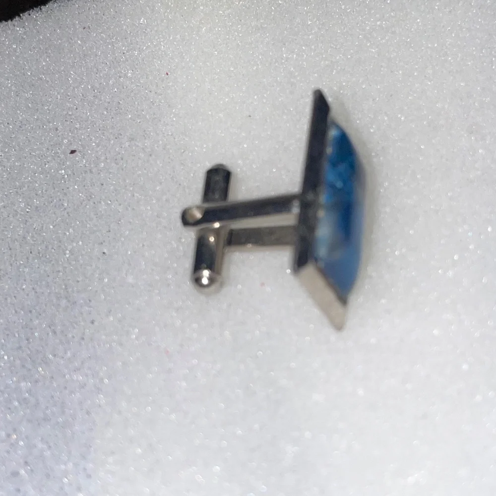 Replacement Lost SINGLE‎ Vintage Cuff Link Blue Stone & Silver